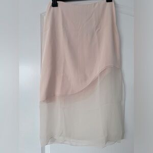 Prabal Gurung pink silk skirt w/tags, sheer on bottom half. Sz 8 no stretch.